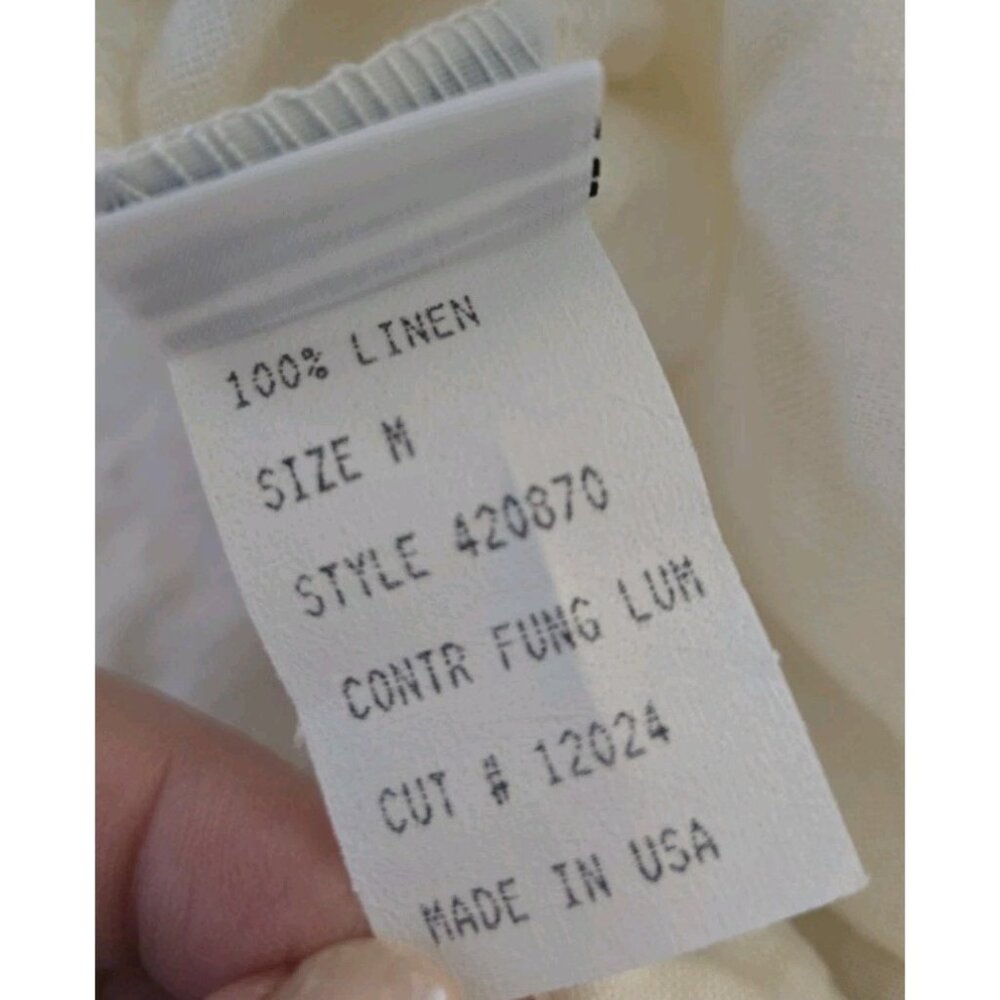 Cut Loose White Ivory 100% Linen Tunic Top M Button Front Coastal - Picture 9 of 9